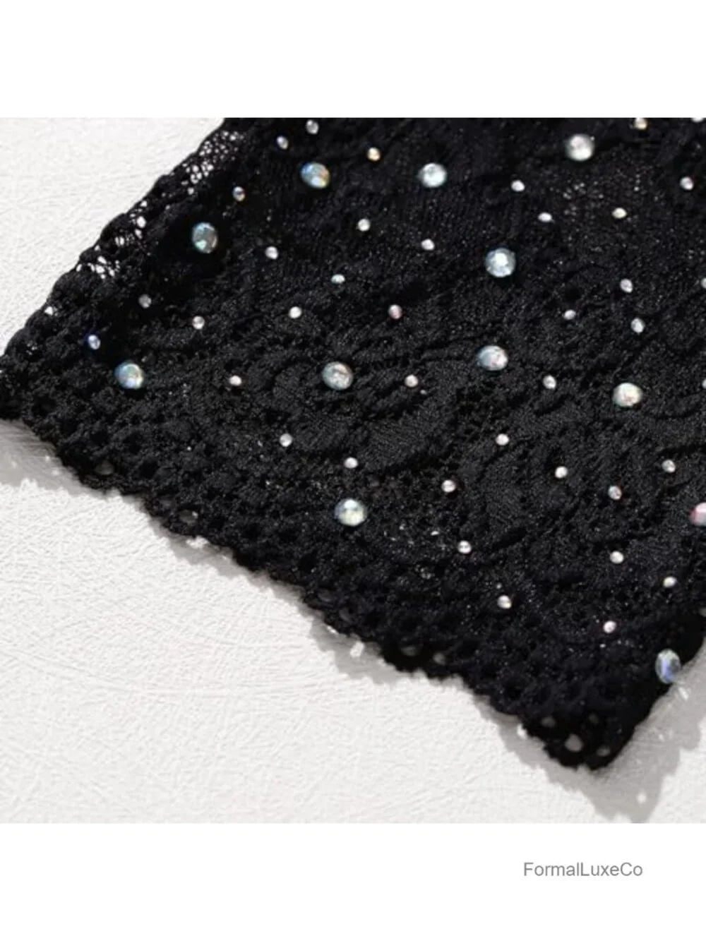 Fingerless Gloves Rhinestone Crystal Sheer Elbow Length Stretchy